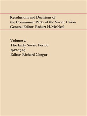 cover image of Resolutions and Decisions of the Communist Party of the Soviet Union, Volume 2